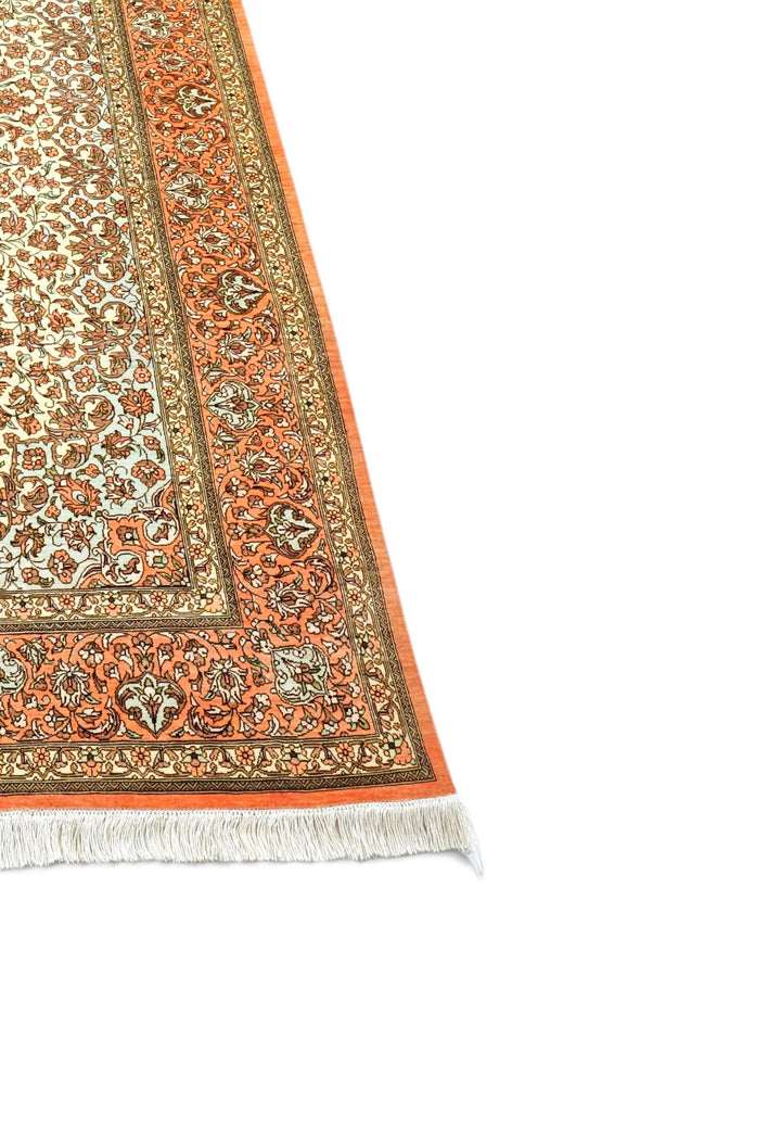 Ivory Persian Qum Silk Rug, hand-knotted, 100×160cm, photo 6