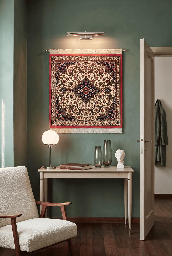 Ivory Persian Qum Silk Rug, hand-knotted, 61×77cm, photo 2