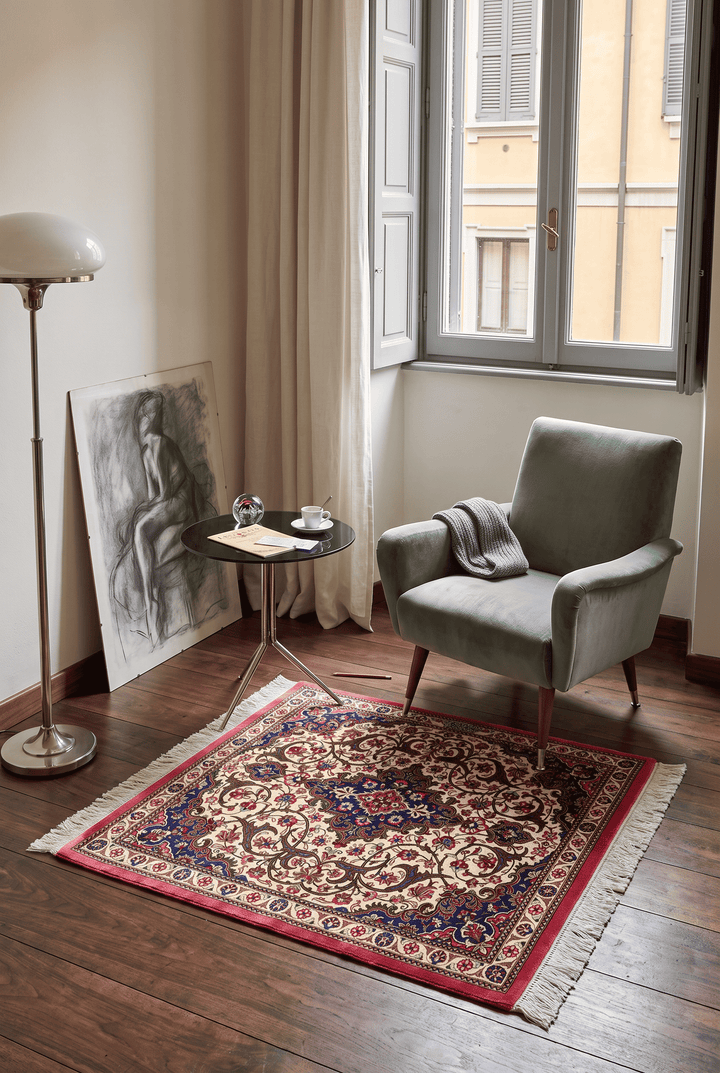 Ivory Persian Qum Silk Rug, hand-knotted, 61×77cm, photo 3