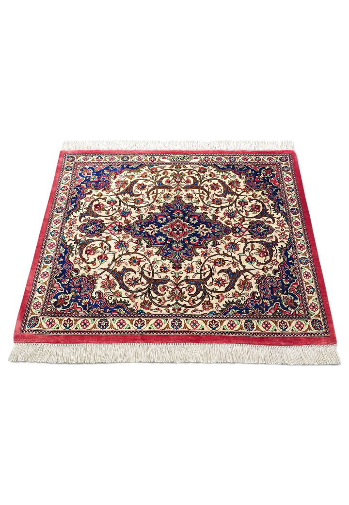 Ivory Persian Qum Silk Rug, hand-knotted, 61×77cm, photo 5
