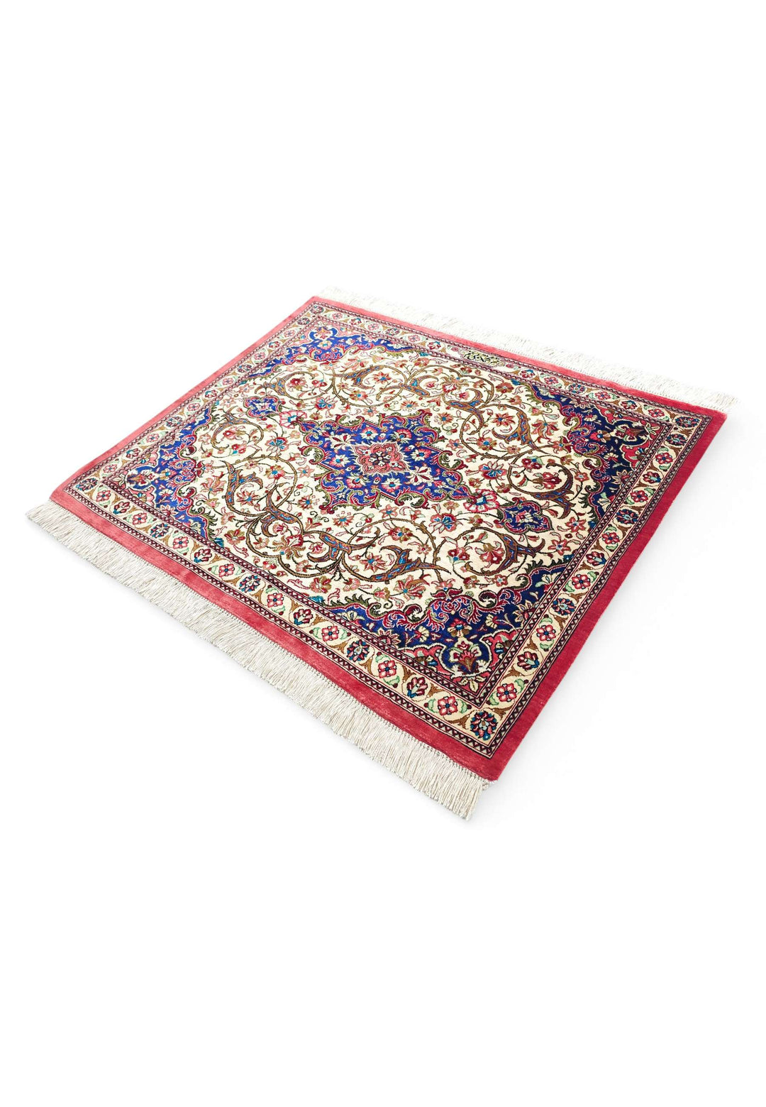 Ivory Persian Qum Silk Rug, hand-knotted, 61×77cm, photo 7
