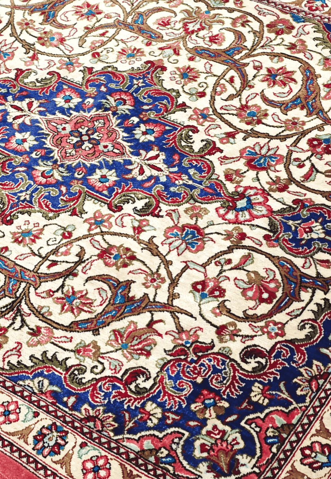 Ivory Persian Qum Silk Rug, hand-knotted, 61×77cm, photo 9