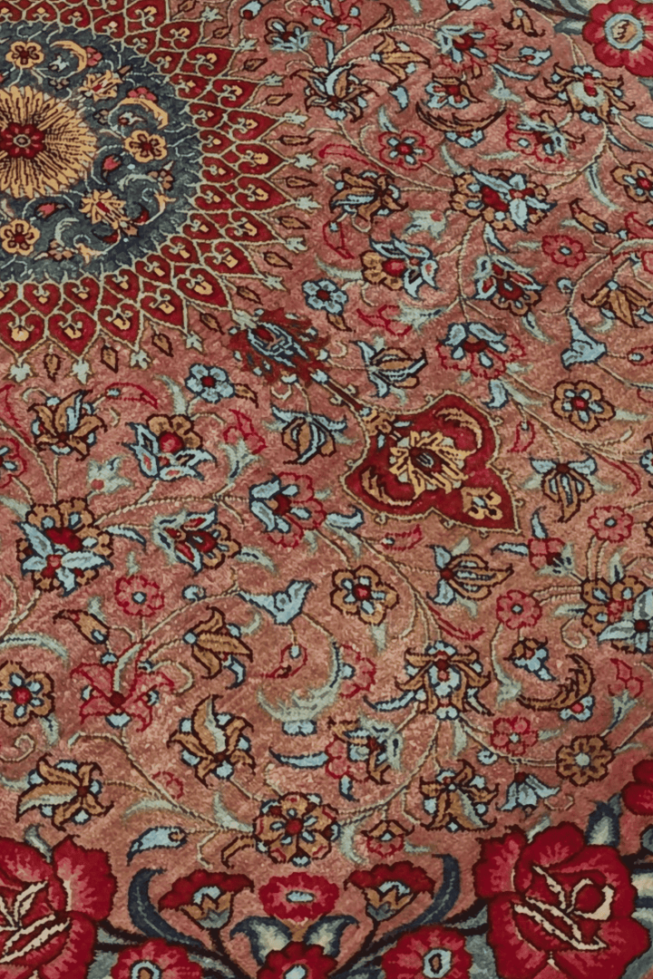 Peach Persian Qum Silk Rug, hand-knotted, 62×92cm, photo 3