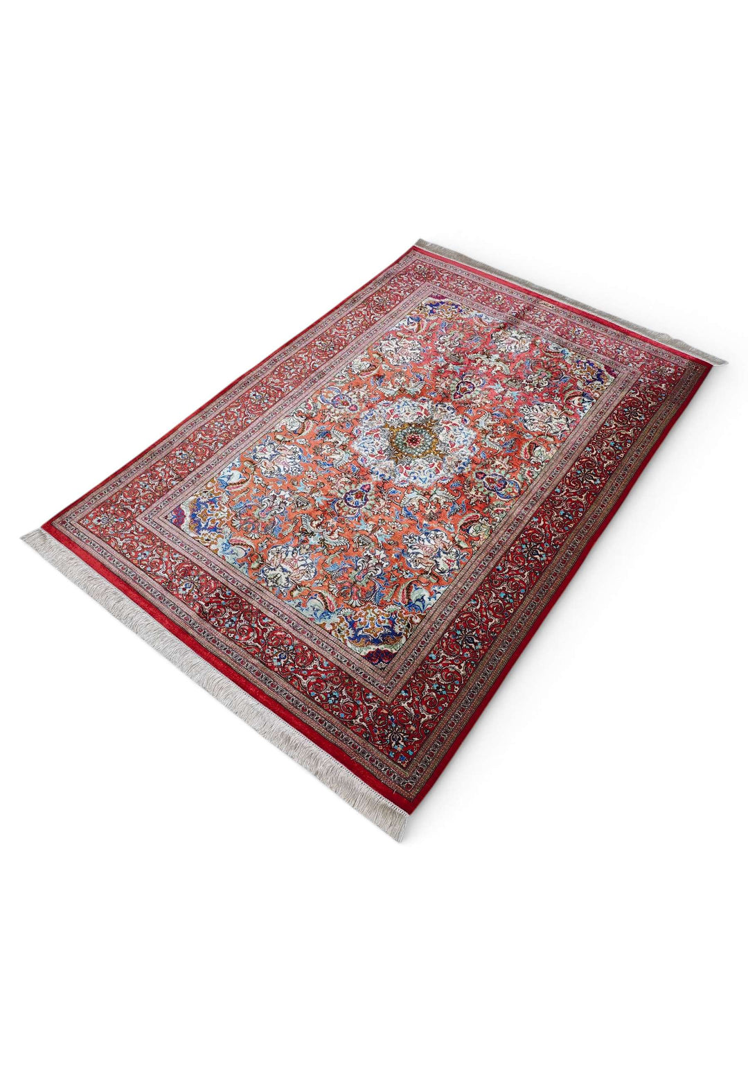 Red Persian Qum Silk Rug, hand-knotted, 105×150cm, photo 4