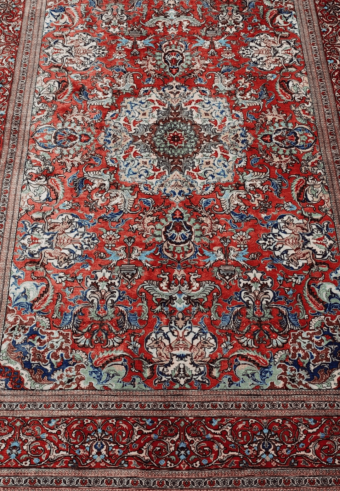 Red Persian Qum Silk Rug, hand-knotted, 105×150cm, photo 7