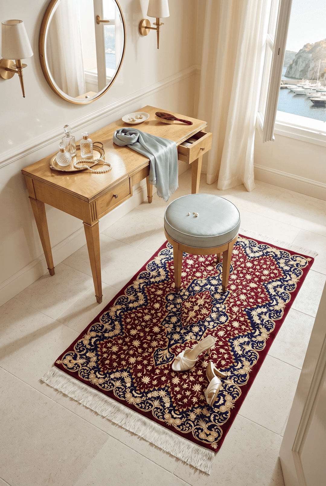 Red Persian Qum Silk Rug, hand-knotted, 57×96cm, photo 2
