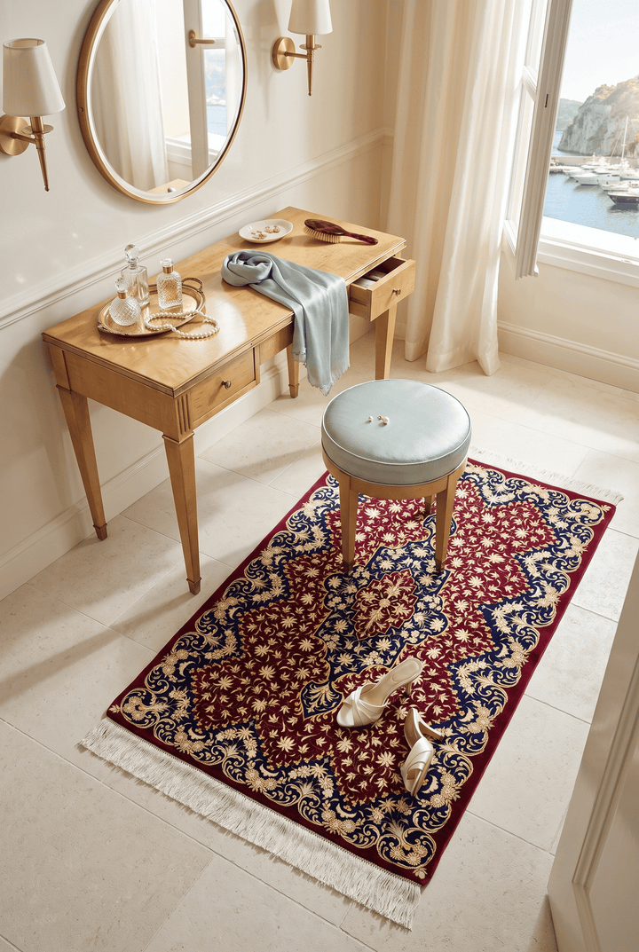 Red Persian Qum Silk Rug, hand-knotted, 57×96cm, photo 2