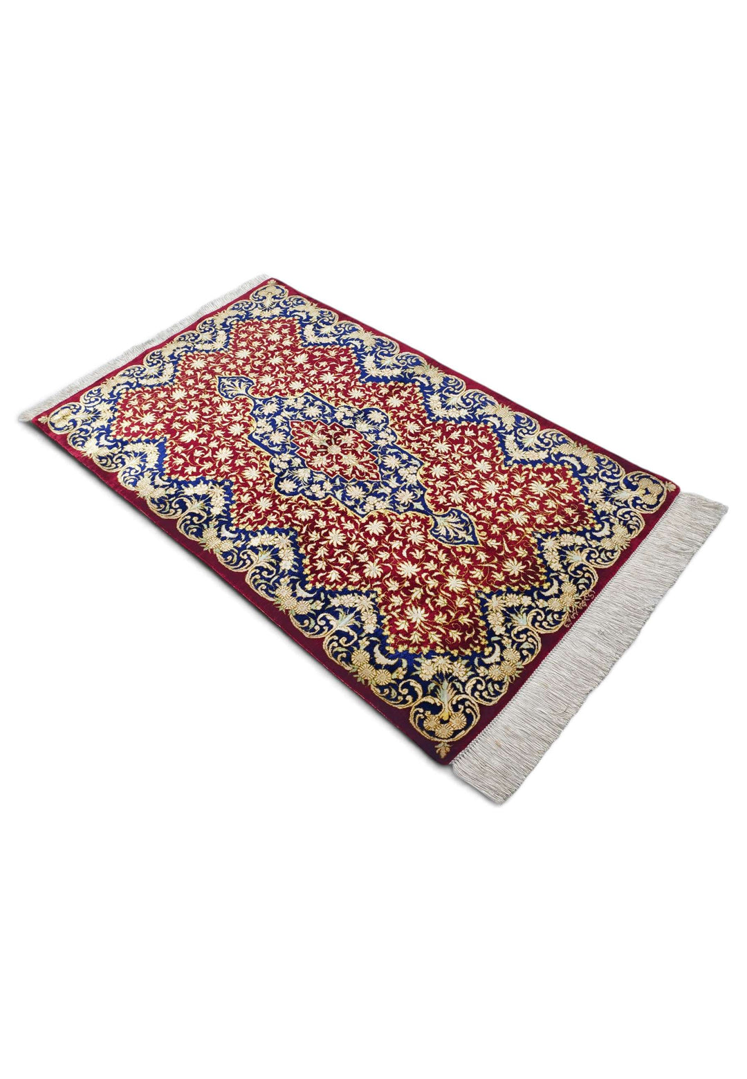 Red Persian Qum Silk Rug, hand-knotted, 57×96cm, photo 5