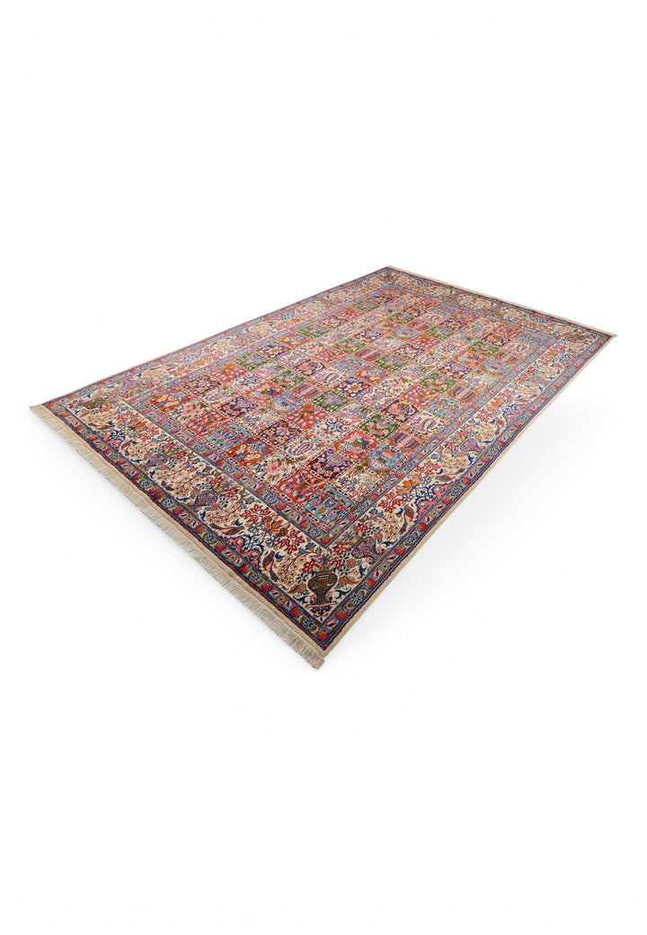One-of-a-kind Four Seasons garden panel Persian Sabzevar rug