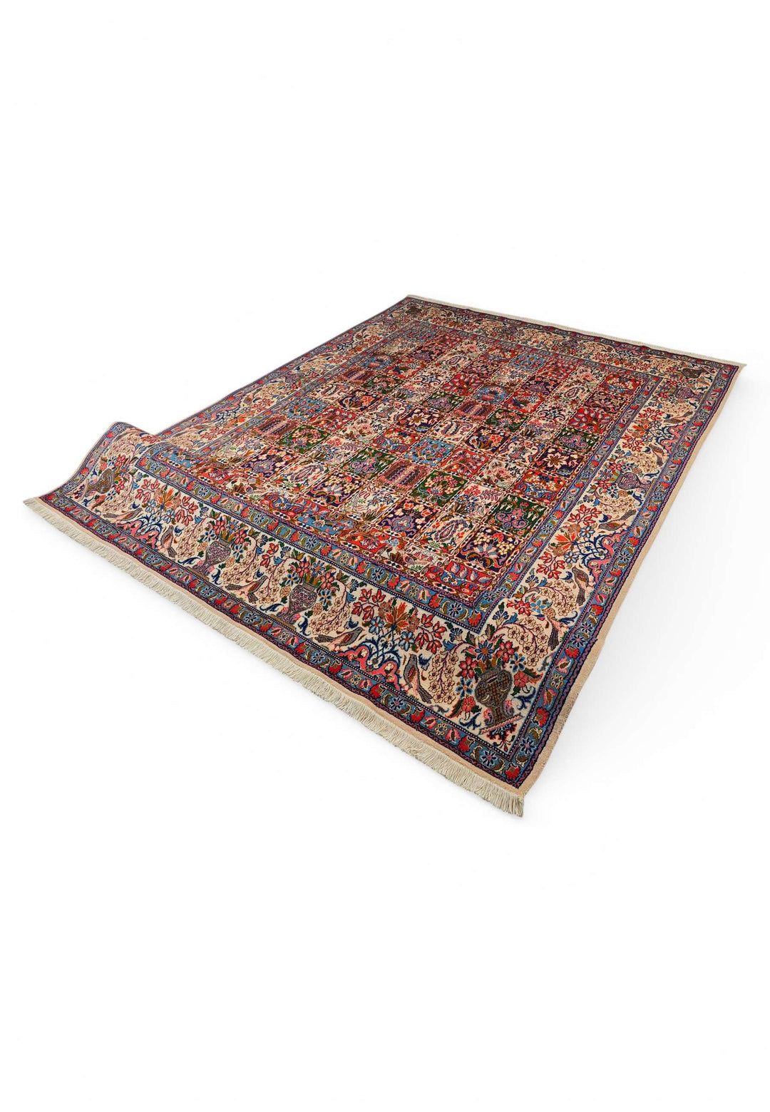 Hand-knotted Persian Sabzevar rug with pictorial panels