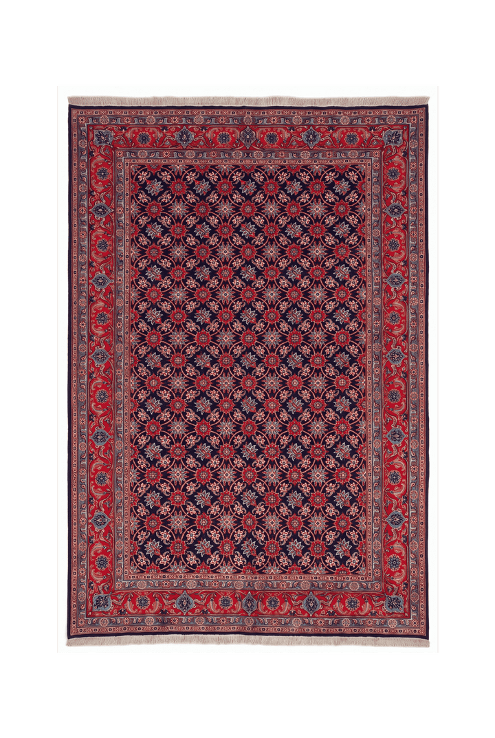 Navy mahi Sabzevar rug, 198×292cm, about 4.5 tatami