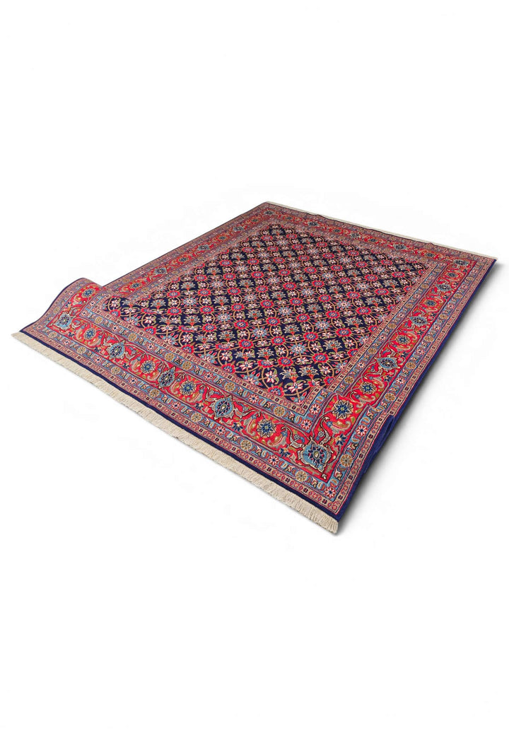 Hand-knotted Persian Sabzevar rug with Herati field