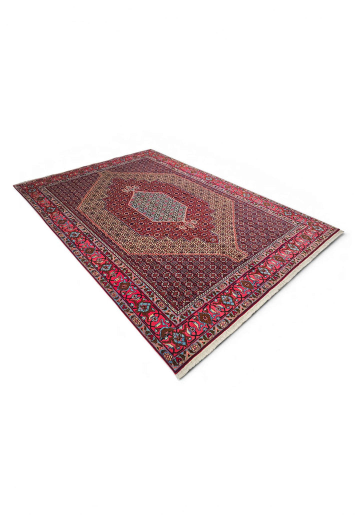 Red Herati Sabzevar rug 200×309cm, Persian craftsmanship