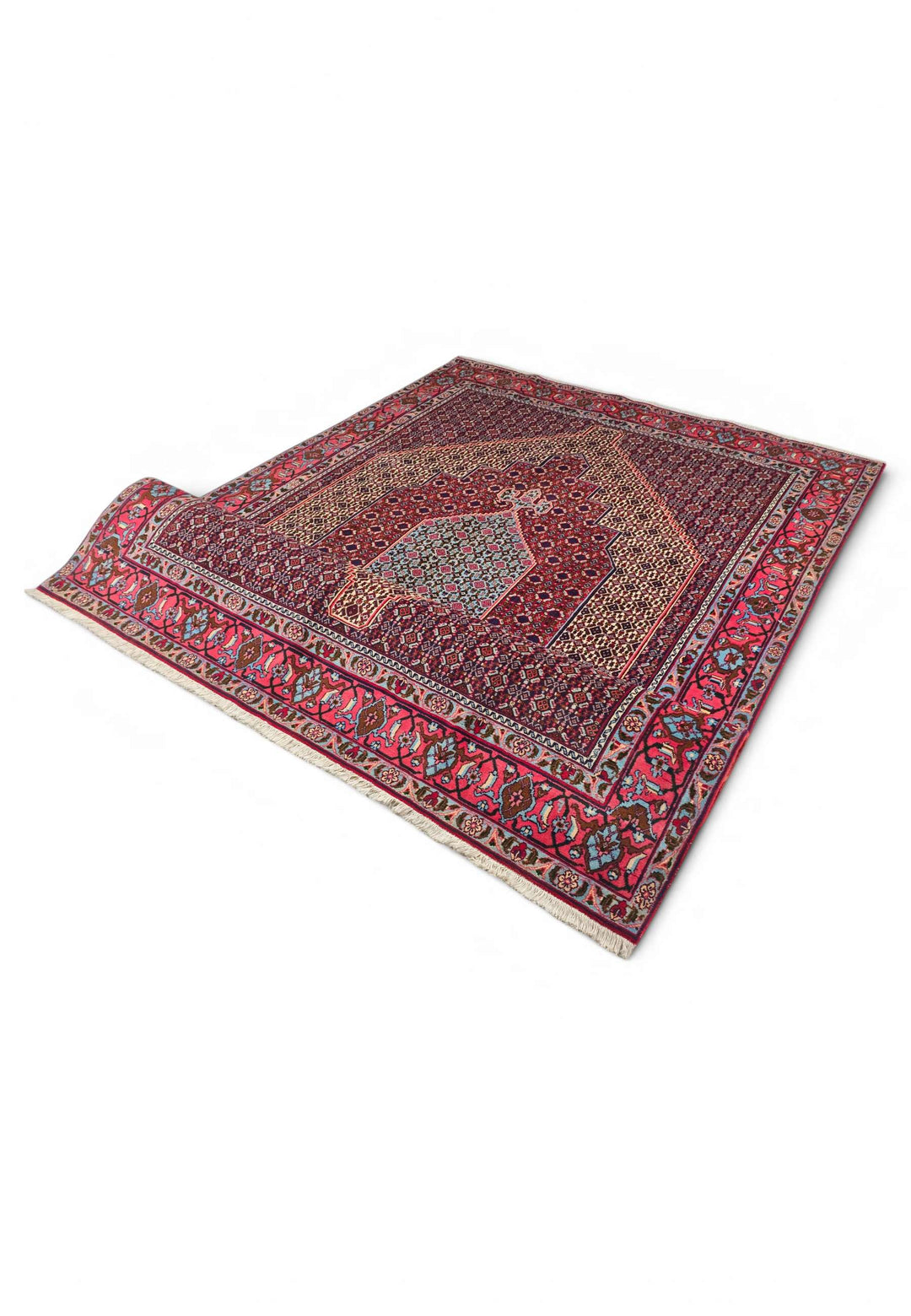 One-of-a-kind red Herati medallion Persian Sabzevar rug