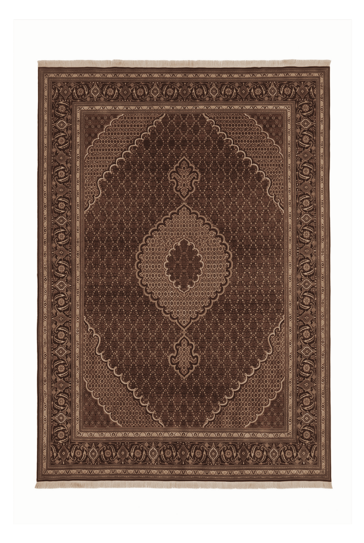 Brown mahi medallion Tabriz rug, 205×295cm, about 4.5 tatami