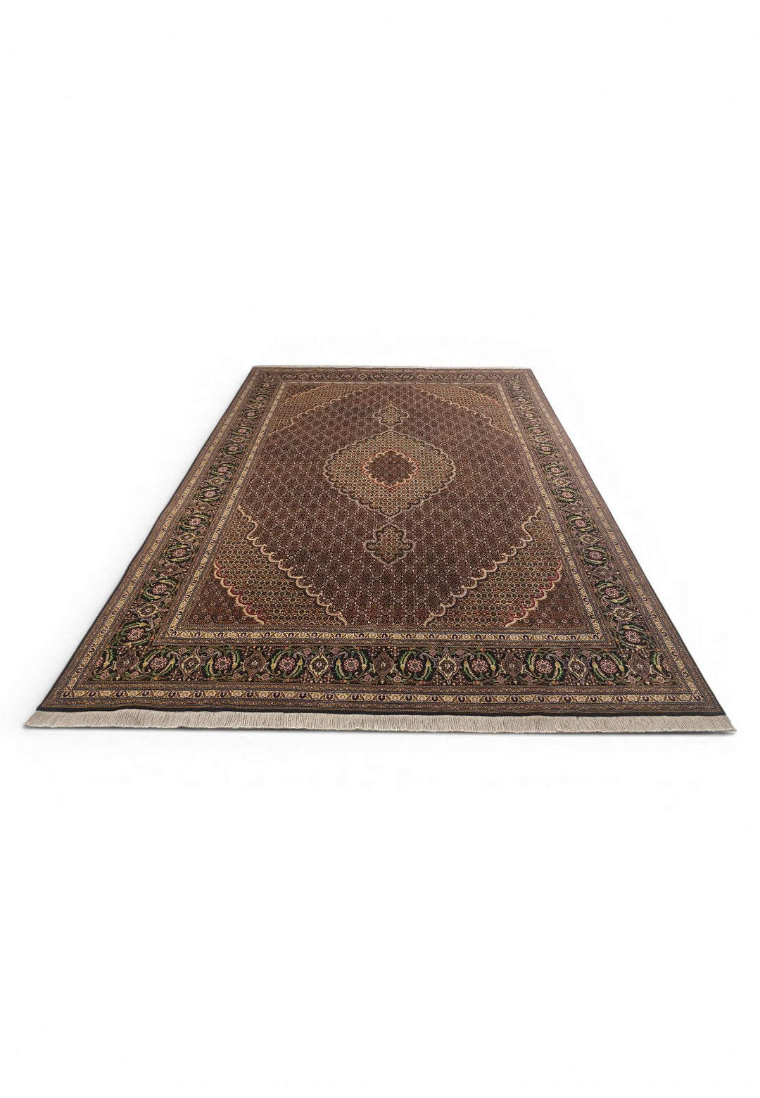 Brown mahi Tabriz rug 205×295cm, Persian craftsmanship