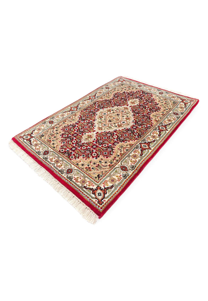 Brick red mahi Tabriz rug 62×90cm, Persian craftsmanship