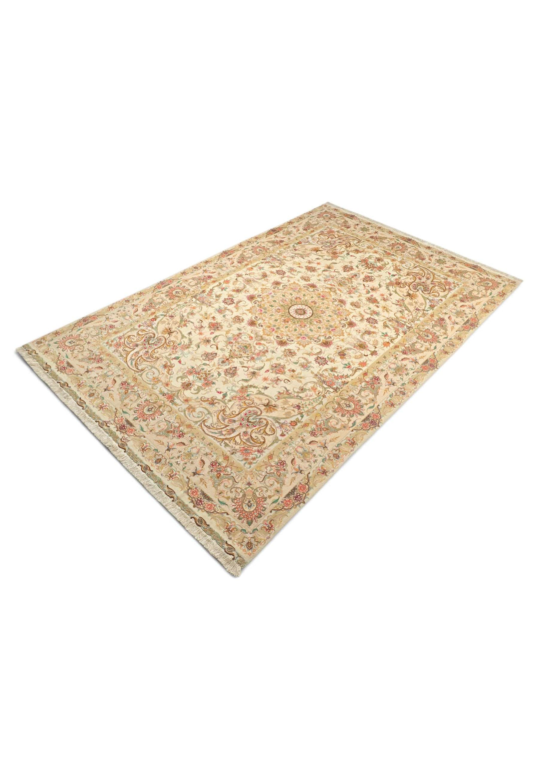 Cream gold Tabriz rug 204×308cm, Persian craftsmanship