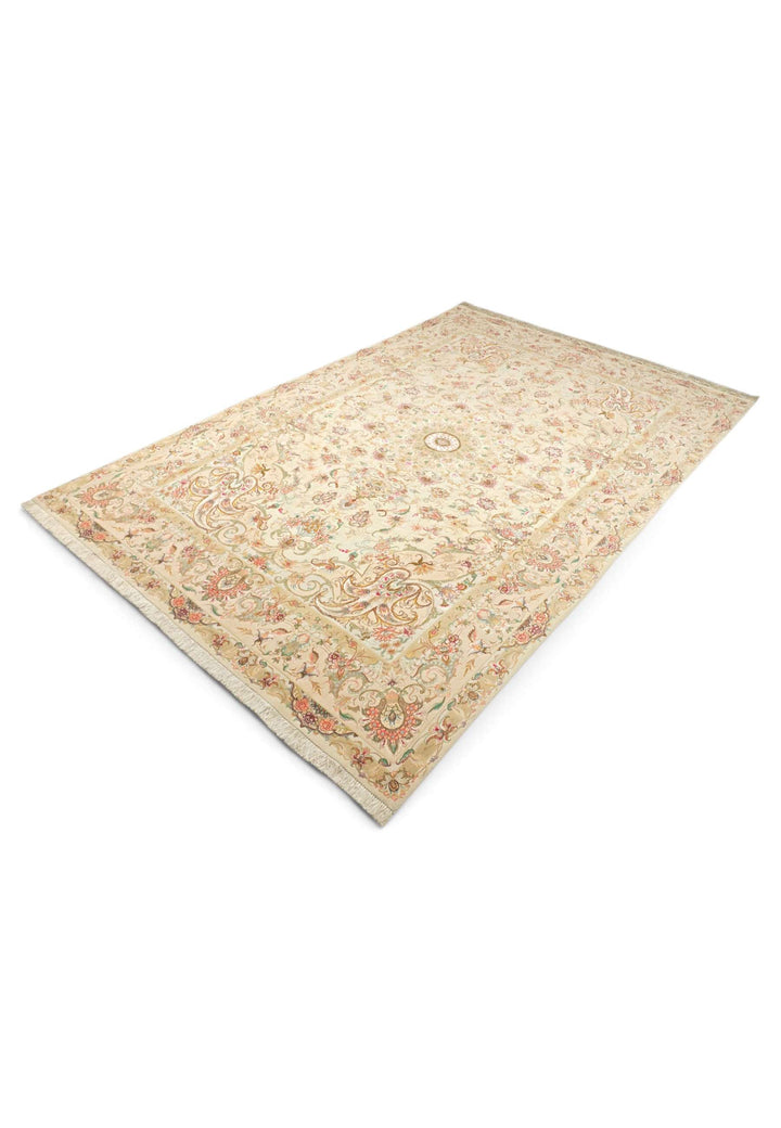 Hand-knotted Persian Tabriz rug in soft tonal shades