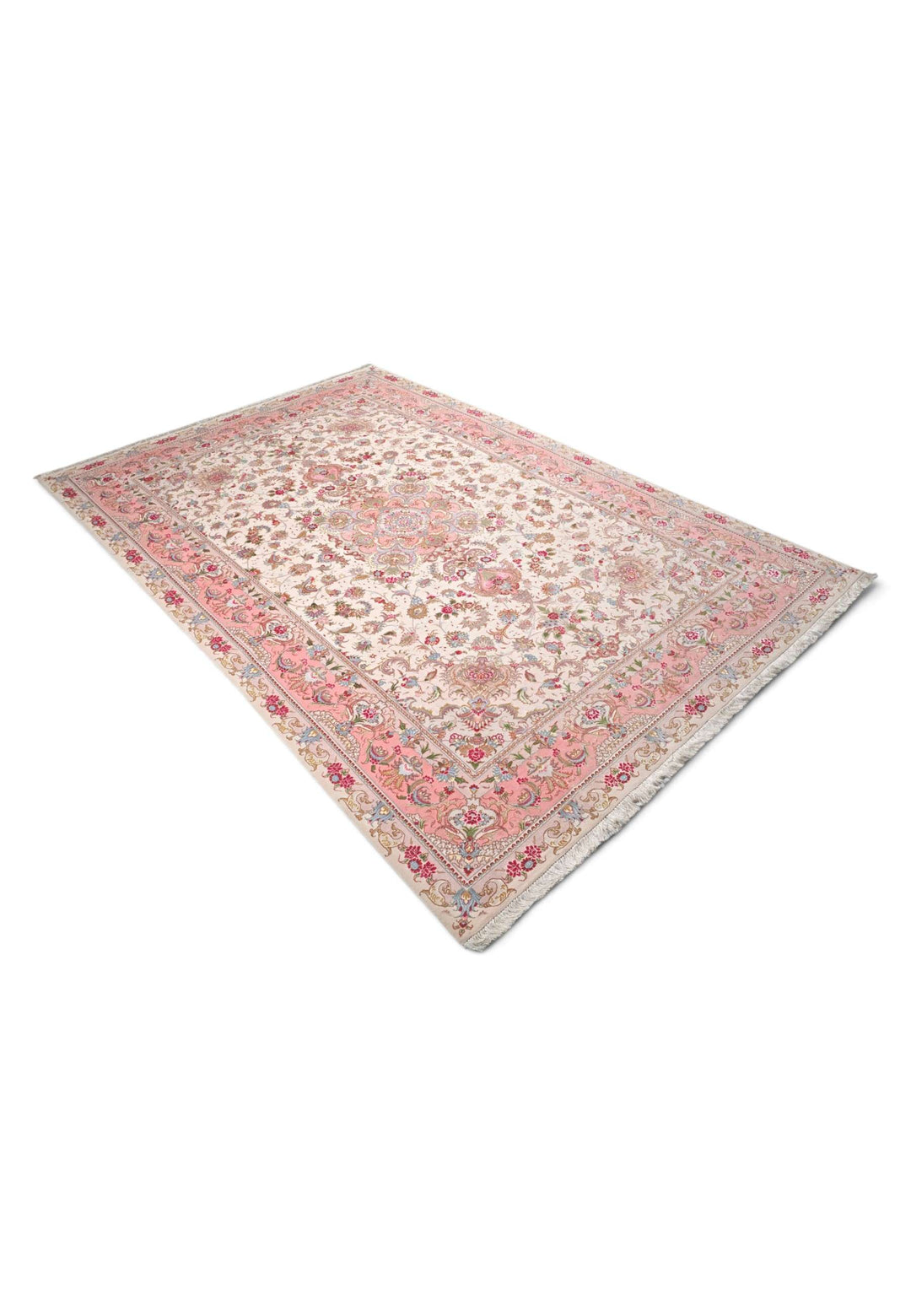 Hand-knotted Persian Tabriz rug with fine floral work