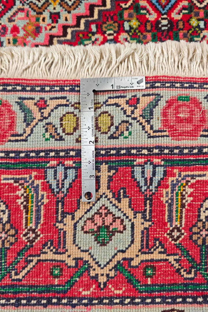 Red mahi medallion Tabriz Persian rug, hand-knotted