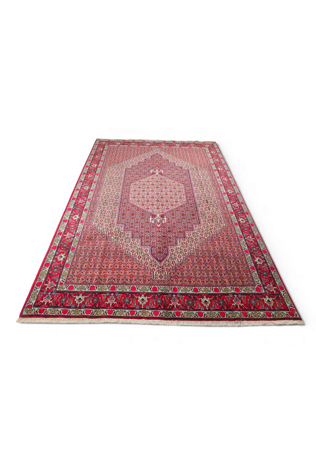 Red mahi Tabriz rug 199×307cm, Persian craftsmanship