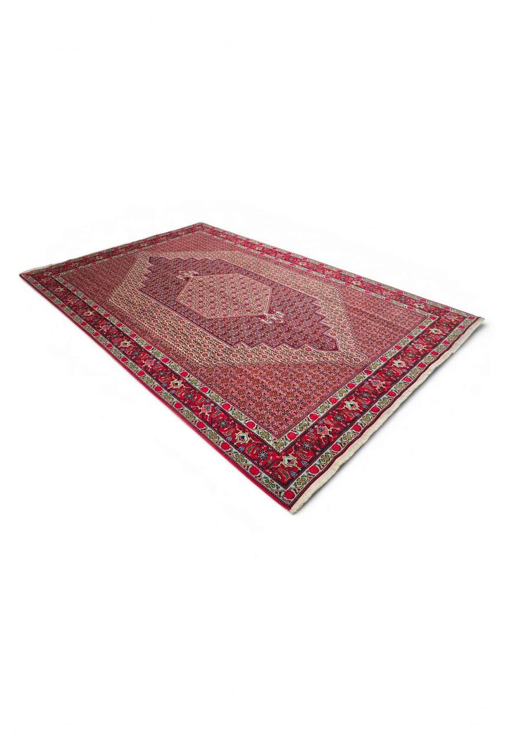Red mahi Tabriz rug for a large living room, 4.5 tatami