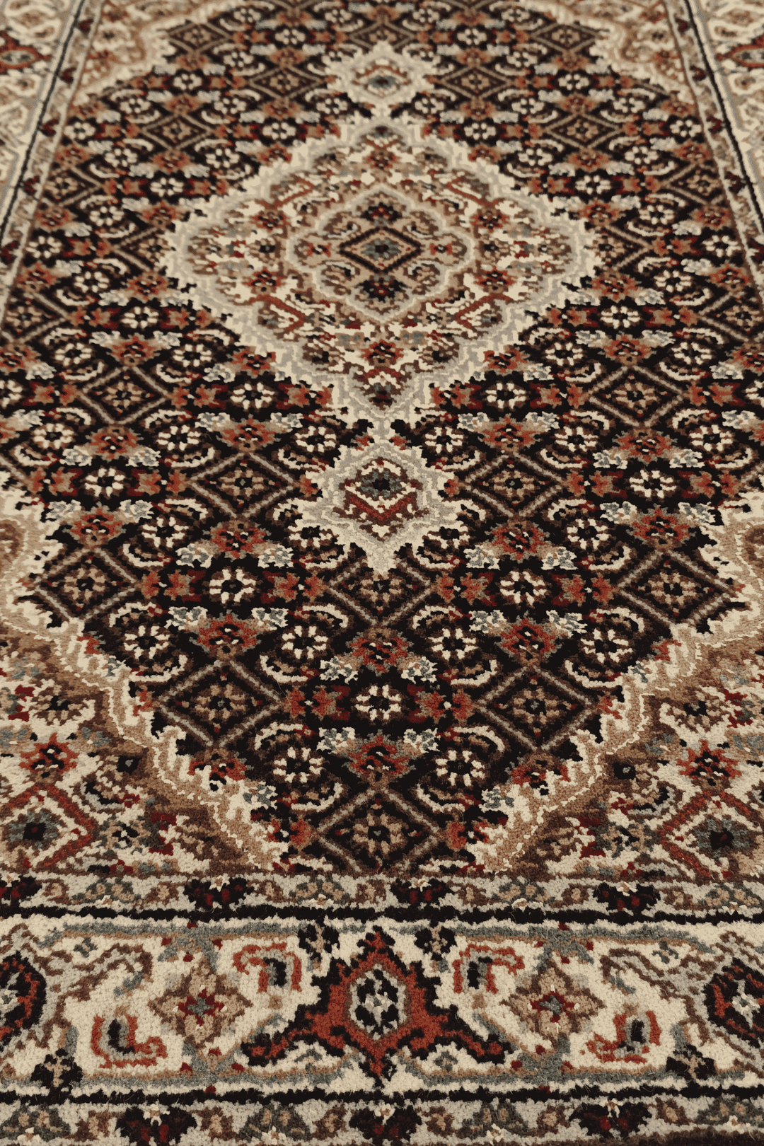 One-of-a-kind espresso mahi Persian Tabriz entrance mat
