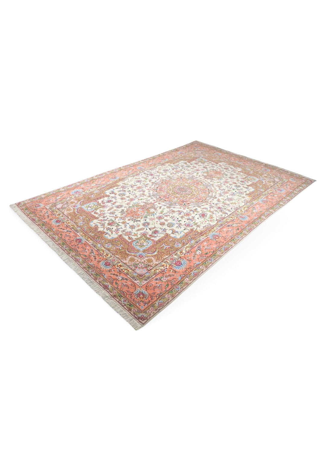 Hand-knotted Persian Tabriz rug with fine floral work