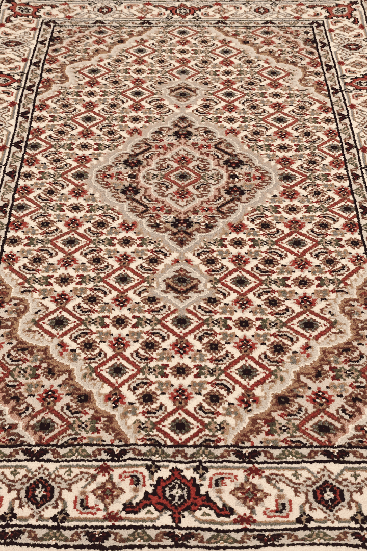 One-of-a-kind ivory mahi Persian Tabriz entrance mat