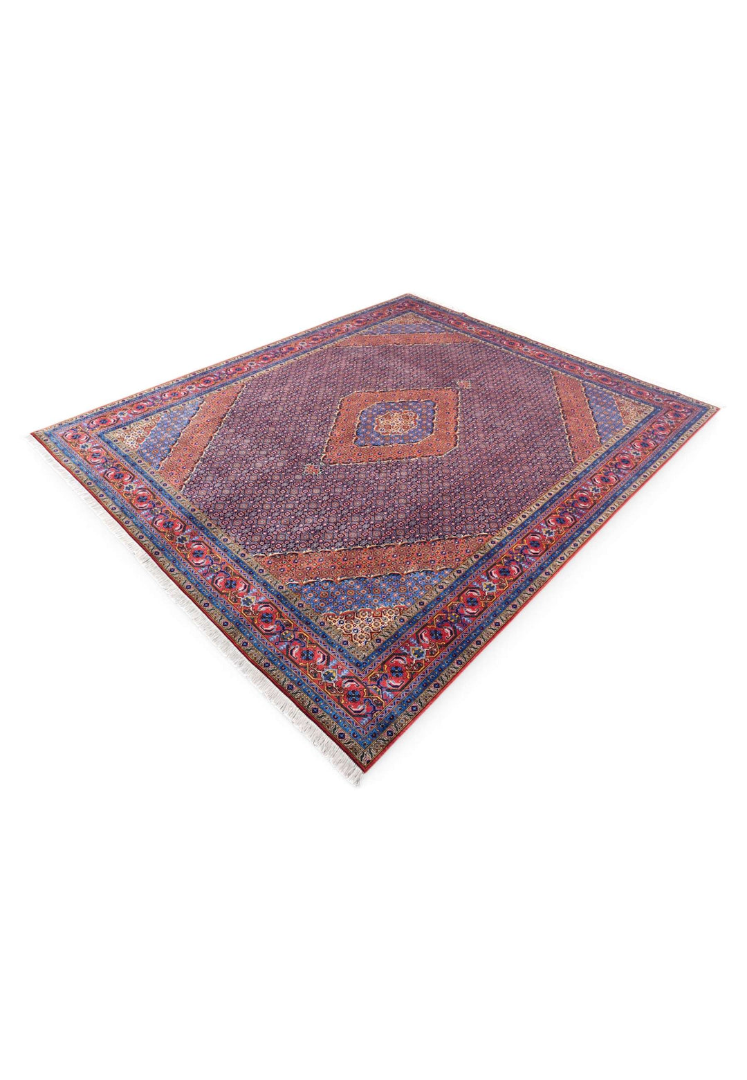 Hand-knotted wool pile of mauve Herati rug, 251×302cm