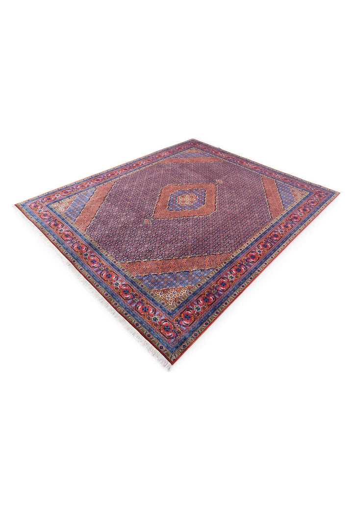 Hand-knotted wool pile of mauve Herati rug, 251×302cm