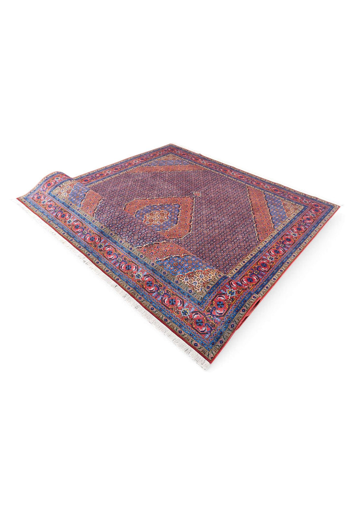 Mauve and salmon Herati rug for a large living room, 4.5 tatami