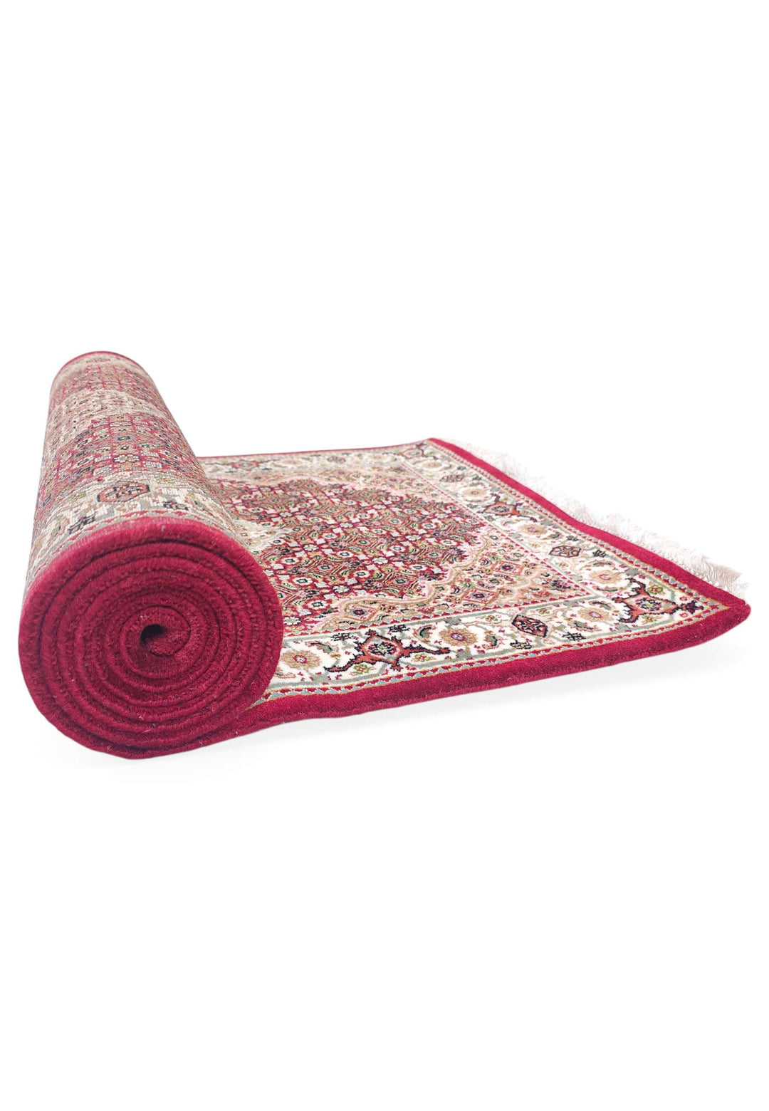 One-of-a-kind deep red mahi Persian Tabriz runner