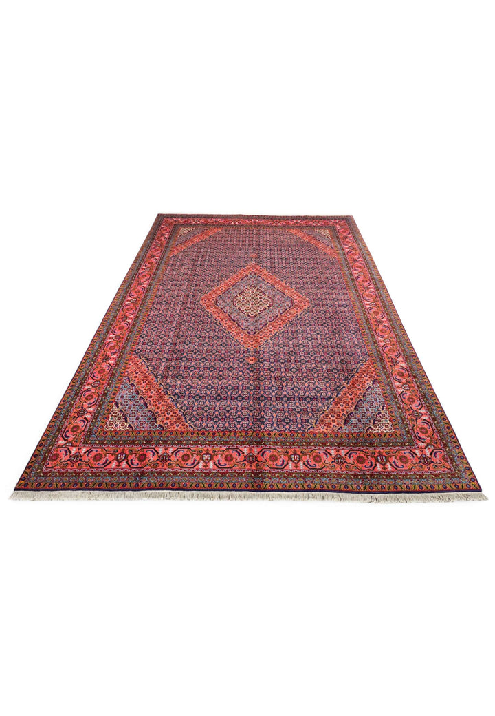 Hand-knotted wool pile of rose Herati rug, 245×349cm