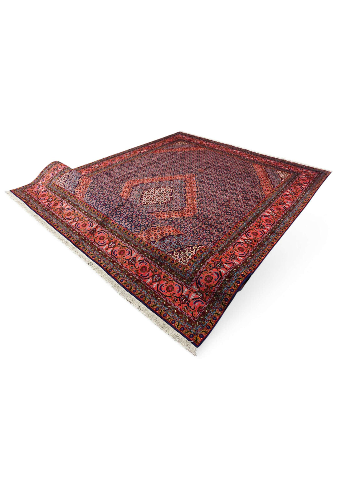 Rose and indigo Herati rug for an extra large room, 6 tatami