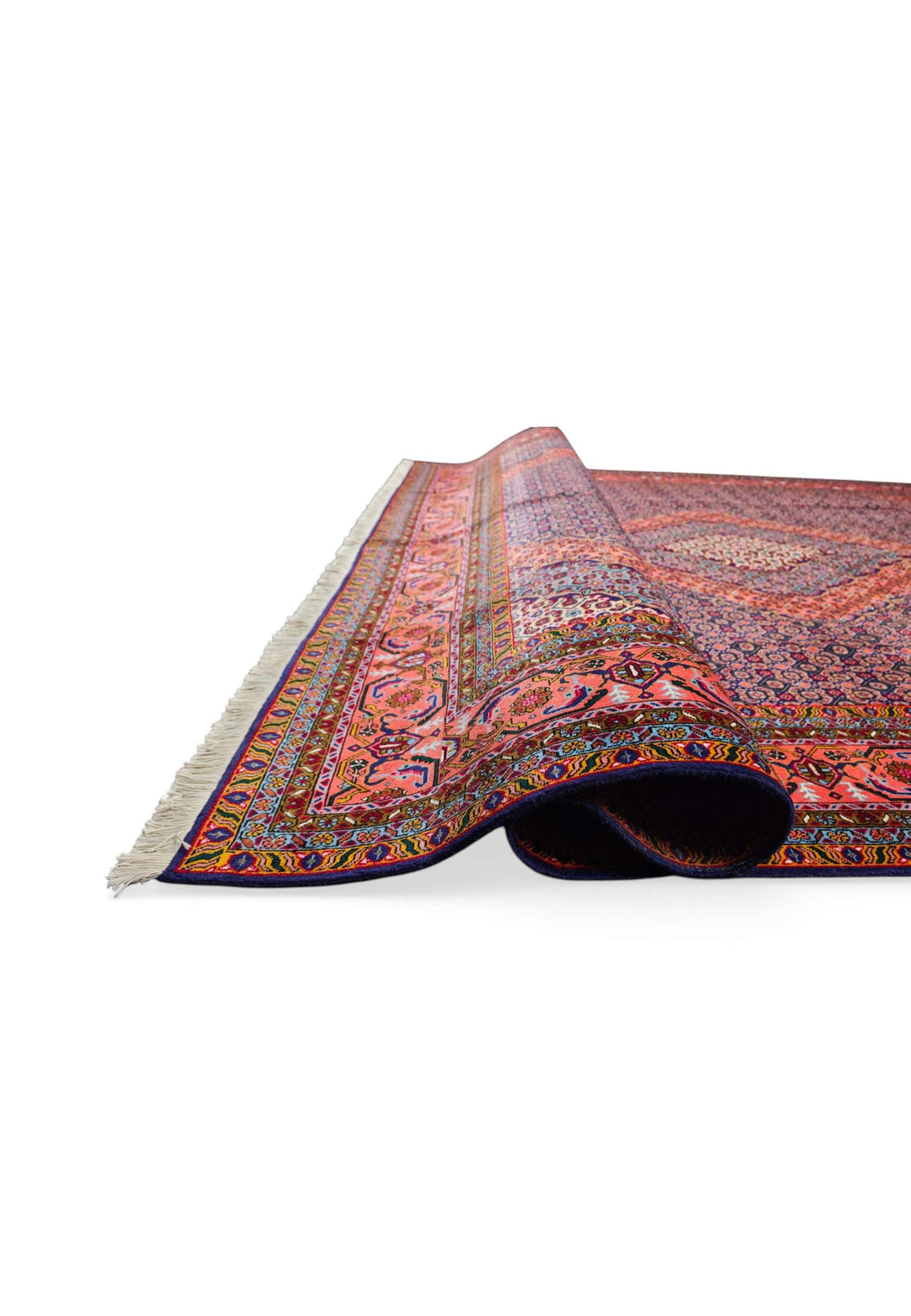 One-of-a-kind rose and indigo Herati Pakistani rug