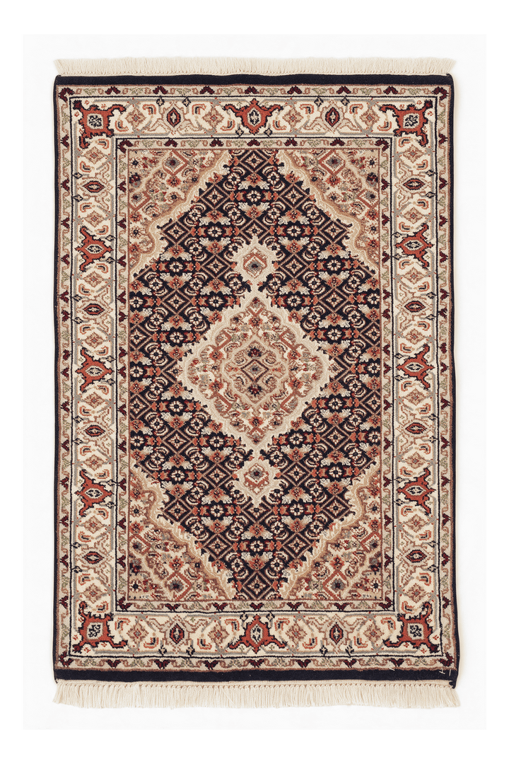 Sandstone mahi medallion Tabriz rug, 57×92cm, entrance mat size