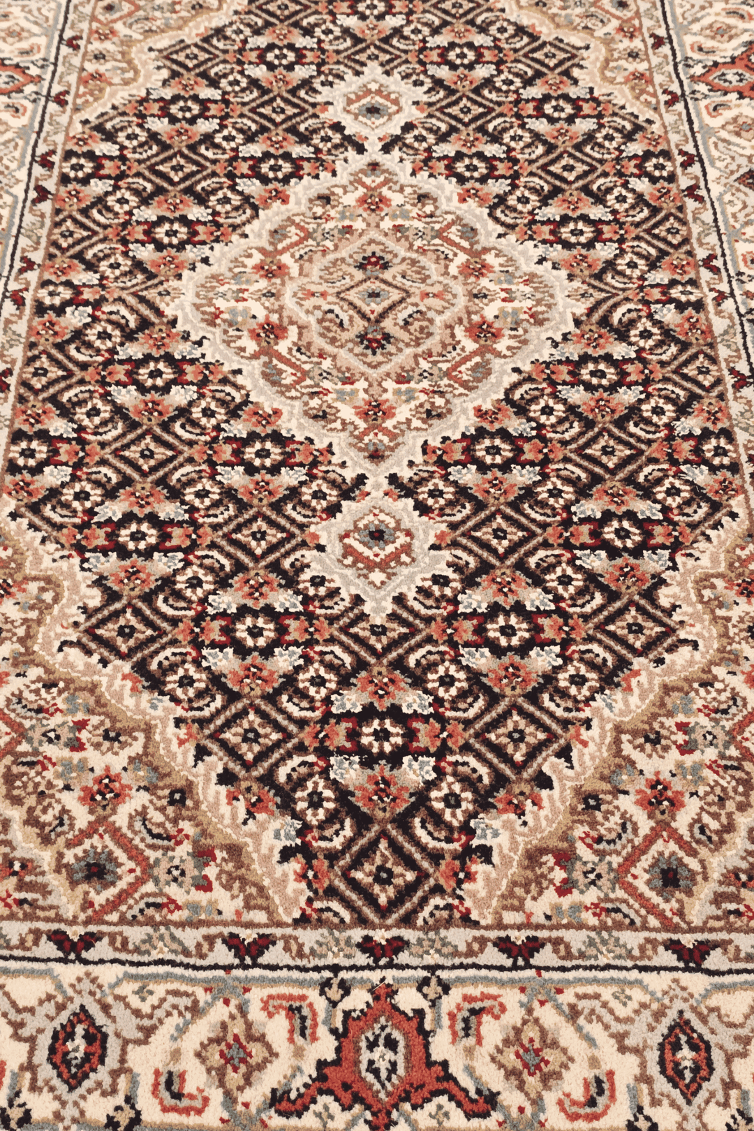 One-of-a-kind sandstone mahi Persian Tabriz entrance mat