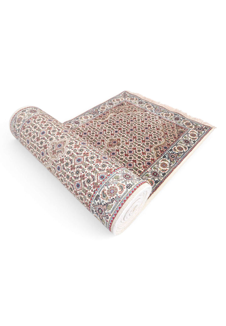 One-of-a-kind ivory and grey mahi Persian Tabriz runner