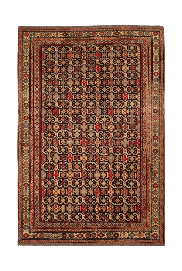 Red &amp; Indigo Chi-Chi Rug, Hand-Knotted Afghani Sherwan